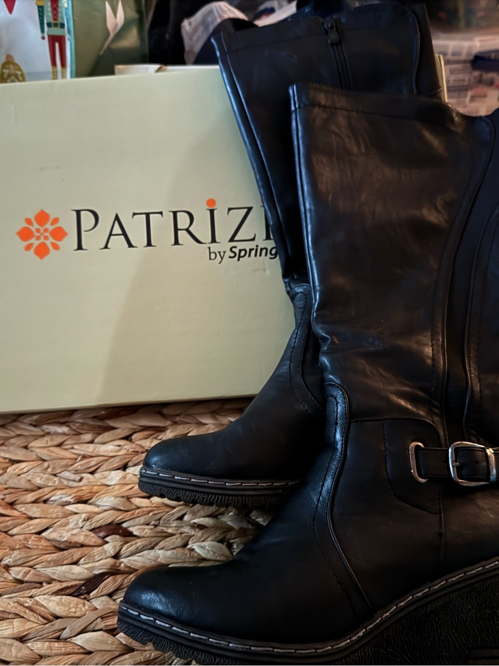 Patrizia Black Leather Knee Boots - Classic Women's Riding Style